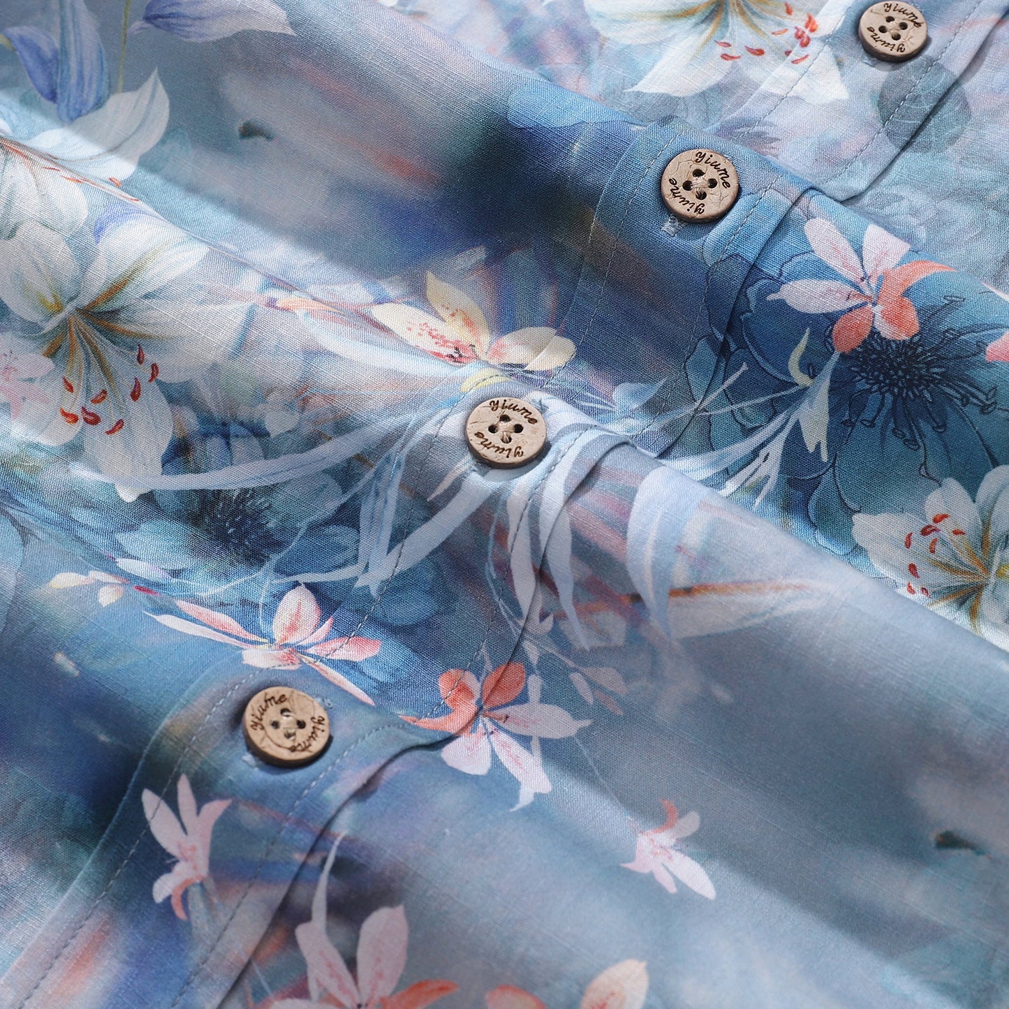 1950s Hawaiian Shirt For Men Floral Button-down Shirt Short Sleeve 100% Cotton Shirt Floral Whispers In The Mist