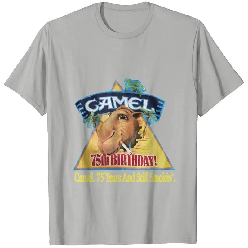 1988 Joe Camel shirt 75th Birthday Promo T-shirt, Camel 75th Years and Still Smokin'. Unisex Garment T-shirt, sweater and Hoodie