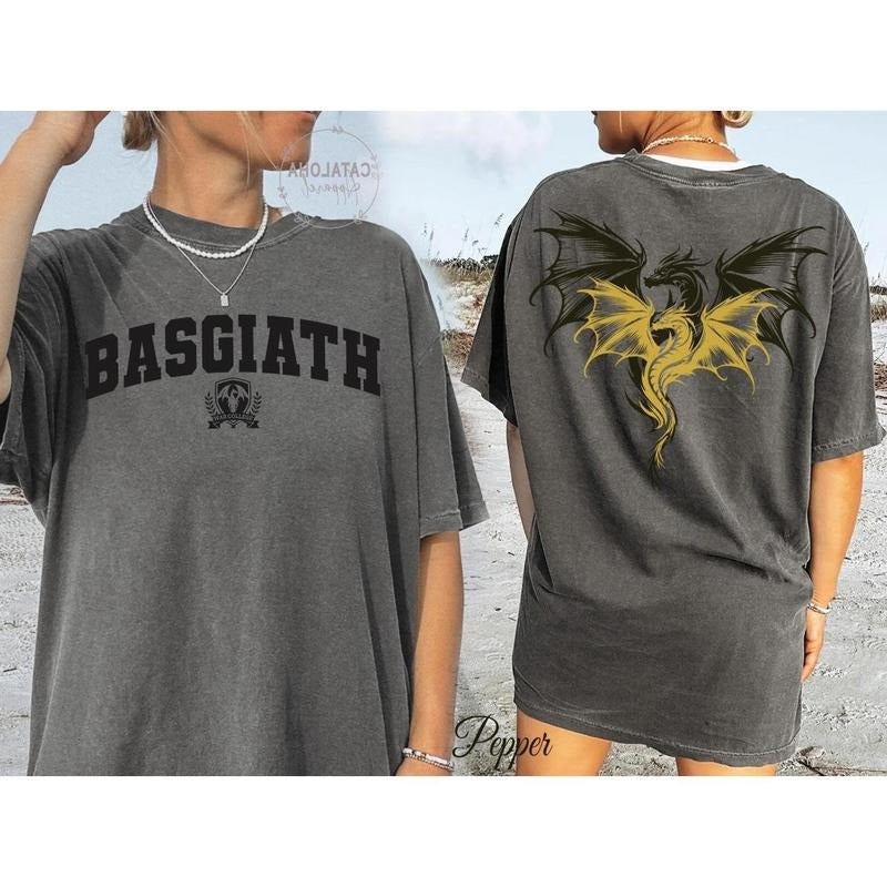2 Sided, Basgiath War College t-shirt, Fourth Wing Shirt, Violet Sorrengail, Bookish Shirt, Xaden Riorson, Dragon Rider Shirt Casual Cotton