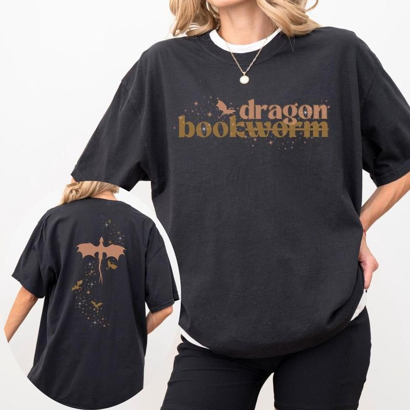 2 Sided, Fantasy Book Dragon T-Shirt, Romantasy Tee, Bookish Shirt, Booktok Merch, Book Gift, Bookworm Gift, Book Club Shirt
