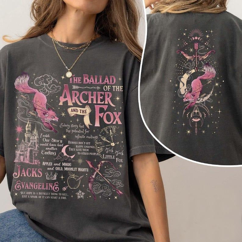 2 Slide, The Archer And The Fox T-Shirt, Once Upon A Broken Heart Quotes, Fantasy Books Shirt, Reader Shirt, Evangeline And Jacks Bookish Womenswearstyle{n002}3