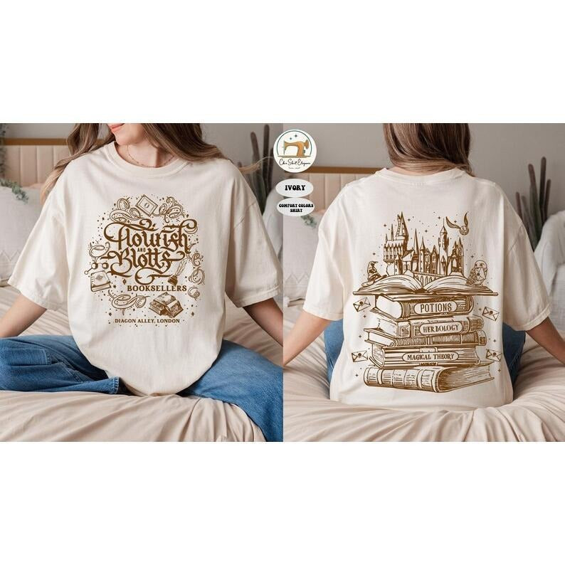 2 Slide, Wizard Castle Book T-Shirt, Basgiath War College T-Shirt, Dragon Rider, Flourish and Blotts The Empyrean Magical Shirt
