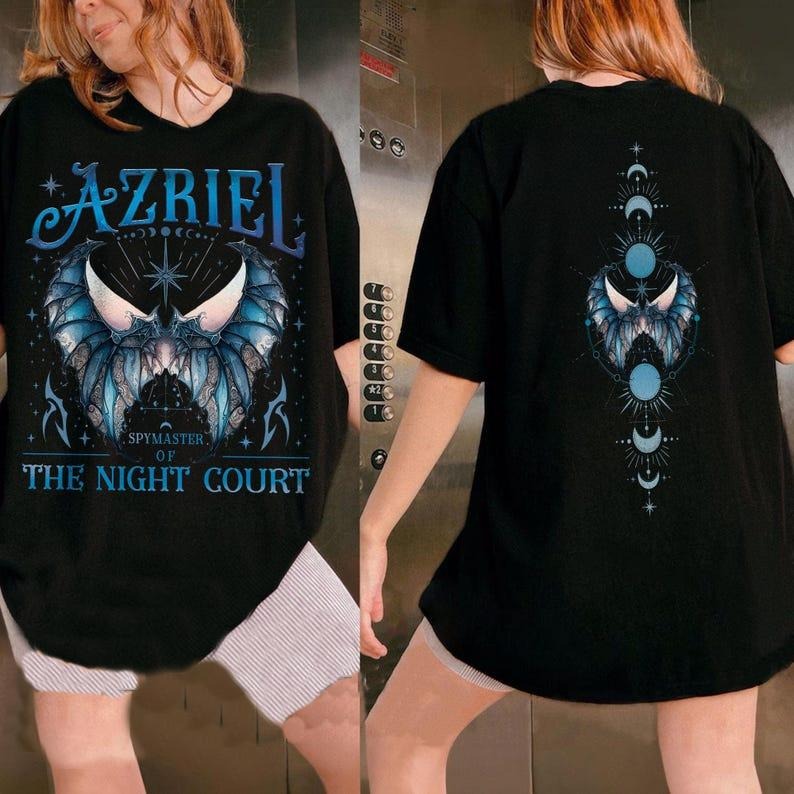 2 Slides, Commander Of The Night Court T-Shirt | Azriel T-Shirt | Bat Boys T-Shirt | Acotar Graphic Desing | Court Crescent City T-Shirt