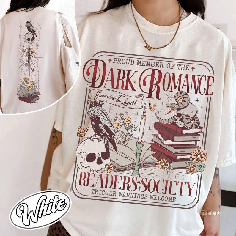 2 Slides, Dark Romance Book Club Shirt, Good Girls Read Dark Romance Shirt, Dark Romance Social Club, Book Lover Basic Witch Gift Cotton Cotton