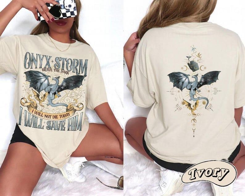 2 Slides, Fourth Wing Series T-Shirt | Onyx Storm | Dragon Rider | Bookish Tee Gift For Book Lover | Violet Sorrengail | Fantasy book, Gift For Fan