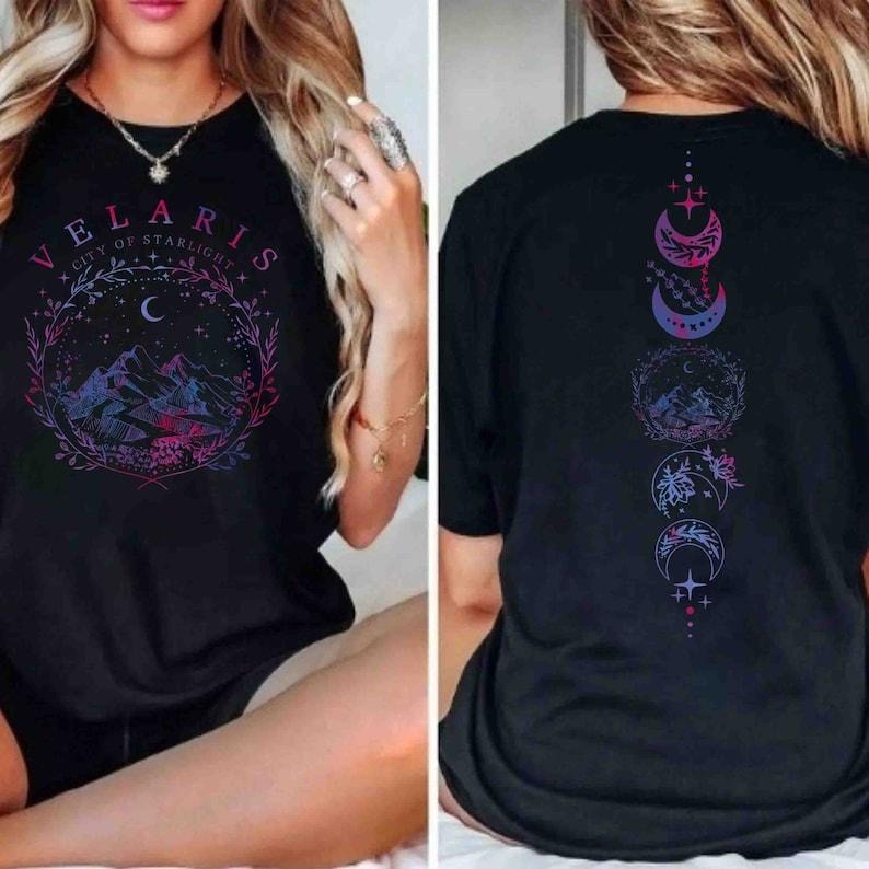 2 Slides, Velaris City Of Starlight Acotar Shirt,The Night Court Shirt, Bookish Gift,Court Of Thorns And Roses, City Of Starlight Shirt Cotton Crewneck Casual