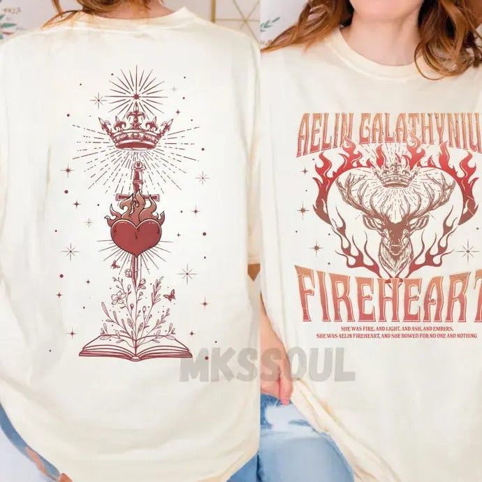 2 slides, Fireheart Queen Aelin Shirt, Throne Of Glass Fan T Shirt, Kingsflame The Thirteen, She Will Not Be Afraid, Book Lover Gift
