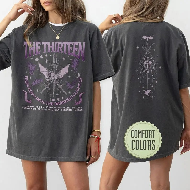 2 slides, The Thirteen Throne Of Glass T-shirt, From Now Until The Darkness Claims Us, Throne Of Glass SJM, We Are The Thirteen, Bookish Book Lover Tee