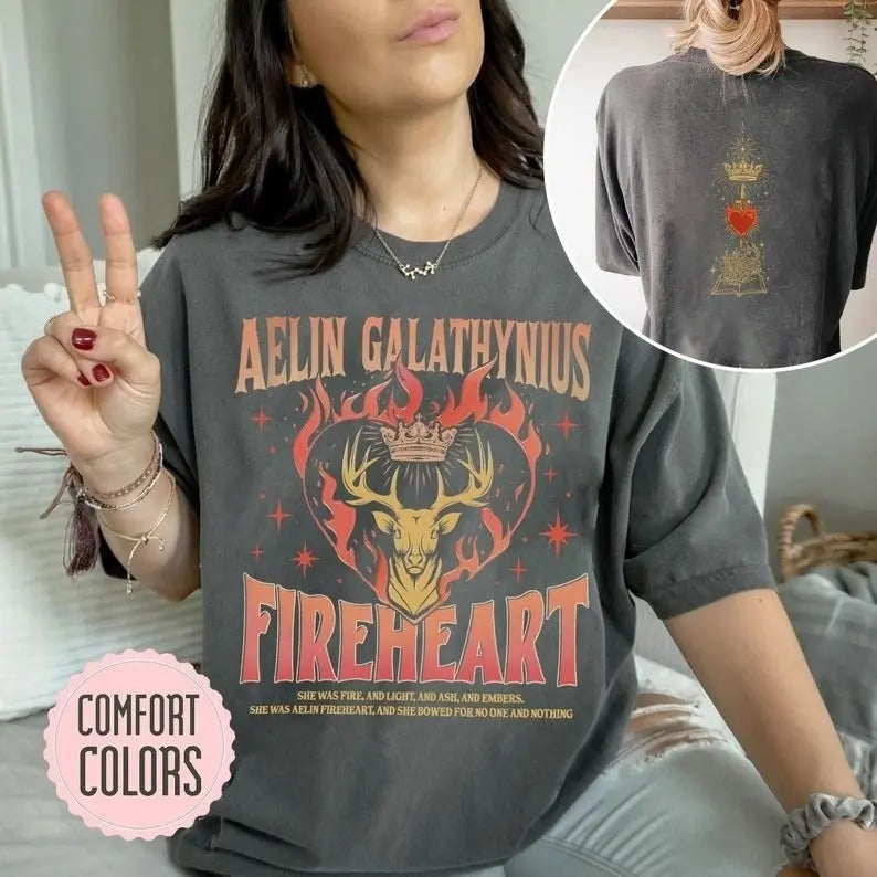2 slides, Throne Of Glass Fan T-shirt, Aelin Galathynius Shirt, Fireheart Aelin Shirts, Kingsflame The Thirteen, Gift For Book Lover, Bookish Tee Customized