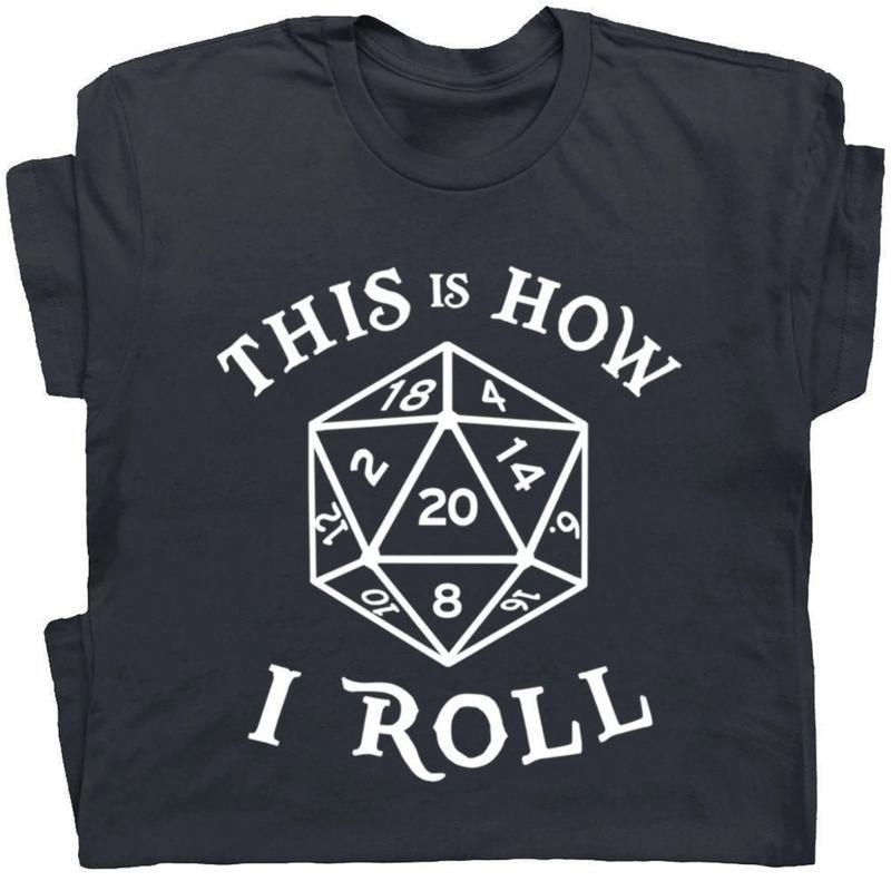 20 Sided Dice T Shirt, Dungeons and Dragons Shirt For Men Women, RPG T Shirts Magic The Gathering Shirt, Tee Retro Nerdy Fantasy Gamer D&D Tee Tshirt Streetwear