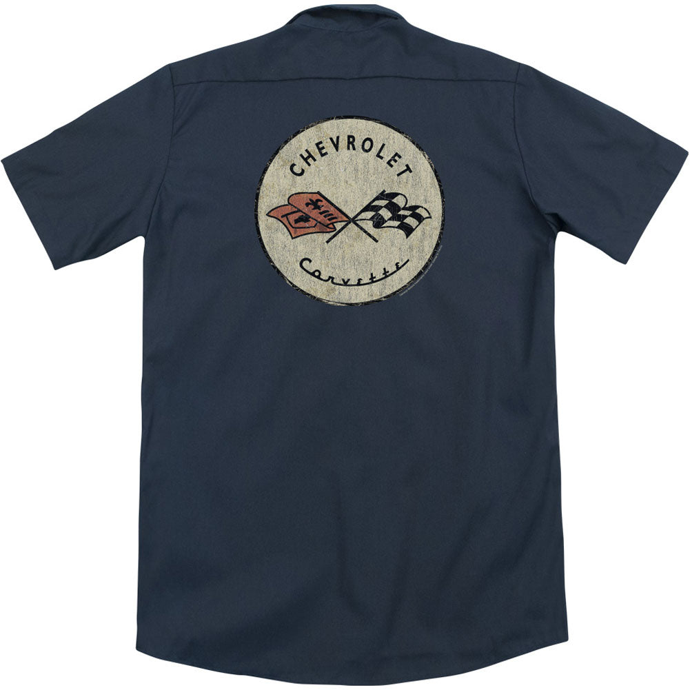 Blue And Gold Vintage Bowtie (Back Print) Workshirt Style001
