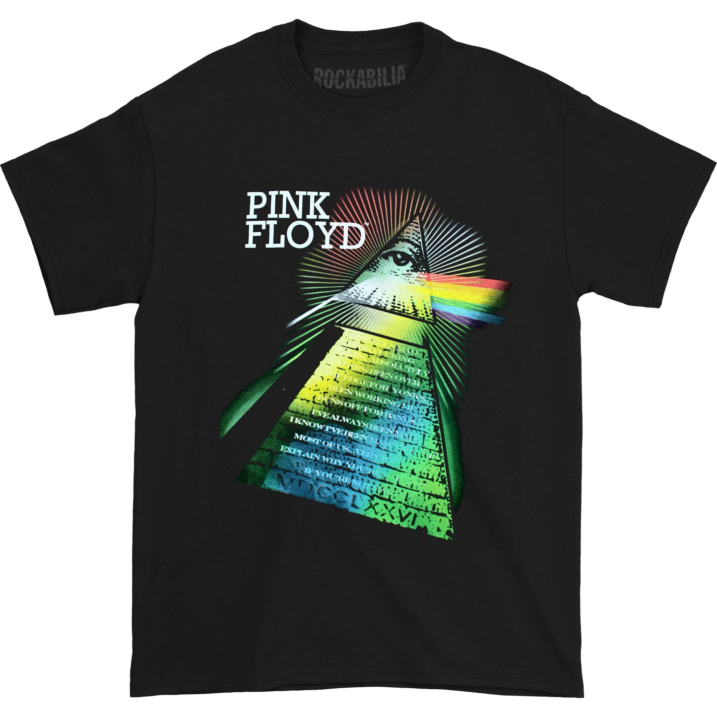 All Seeing Eye Prism With Rays Logo & Lyrics T-shirt
