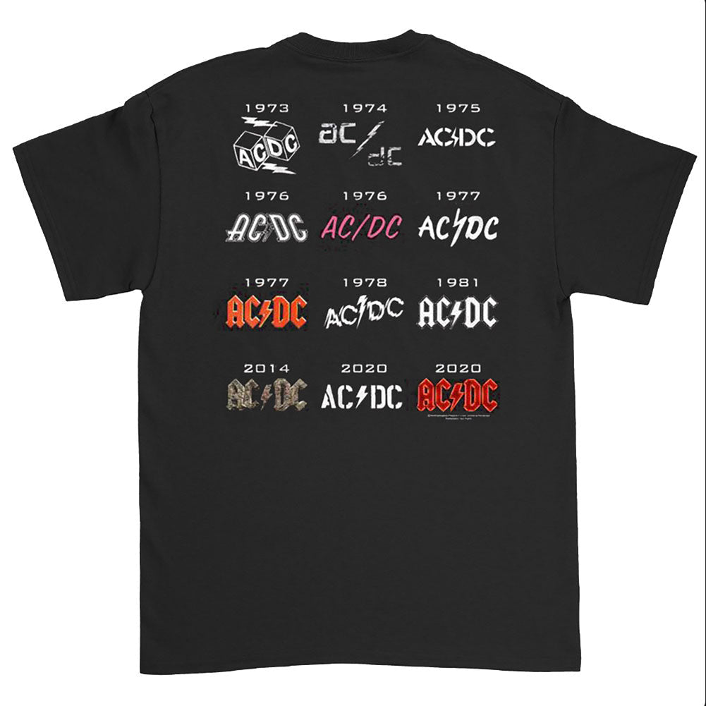 AC/DC 50 Years Logos Front Back T-shirt