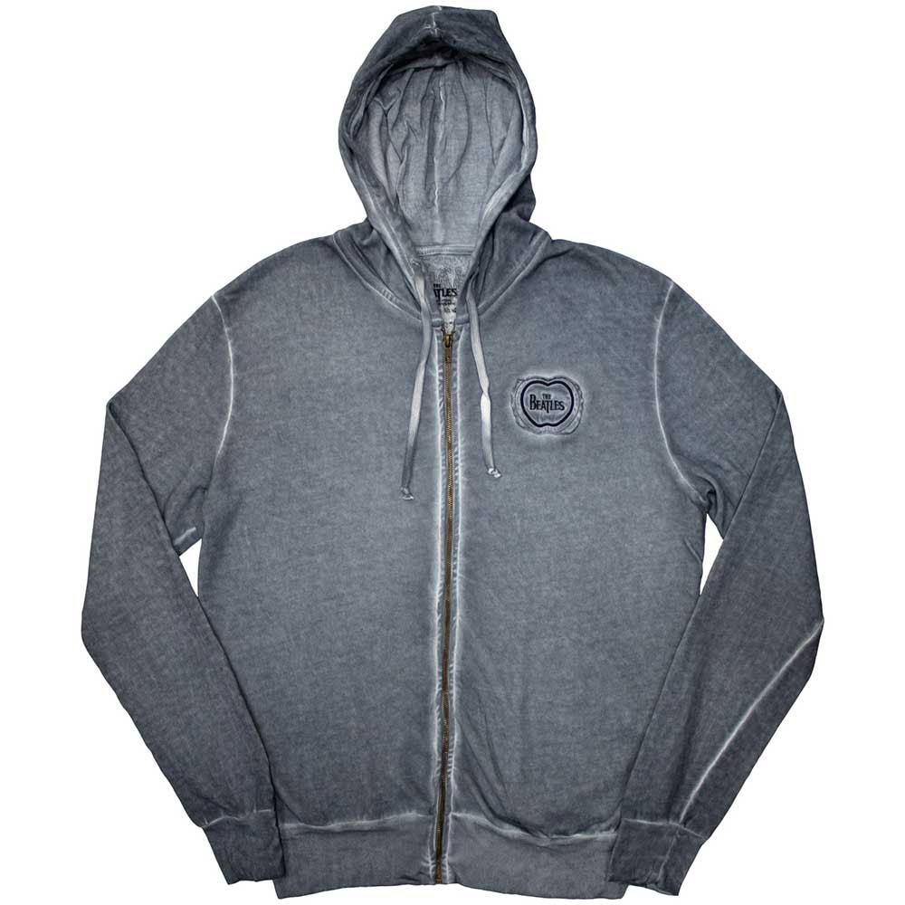 Apple Logo Stone Wash Zippered Hooded Sweatshirt Style001