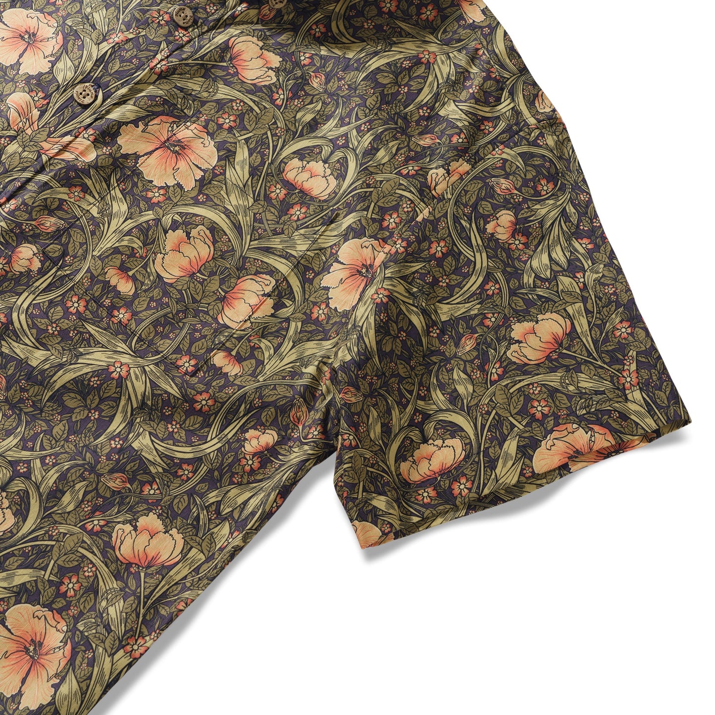 Men's Morris Shirt 100% Cotton Sleeve Button-down Vintage Shirt Green Hawaiian Shirt