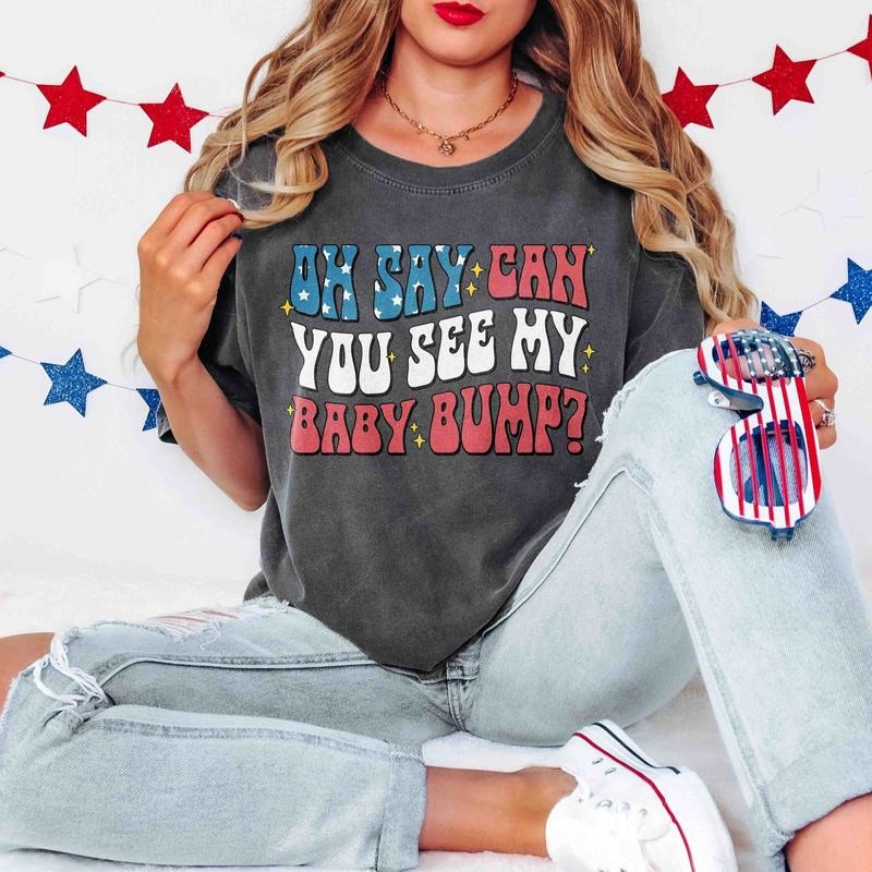 4th of July Pregnancy Announcement Shirt, Fourth of July Comfort Colors T-Shirt, Patriotic Baby Reveal Tee, Independence Day Gender Reveal