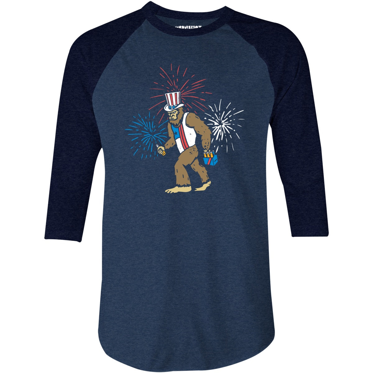 4th of July Bigfoot - 3/4 Sleeve Raglan T-Shirt