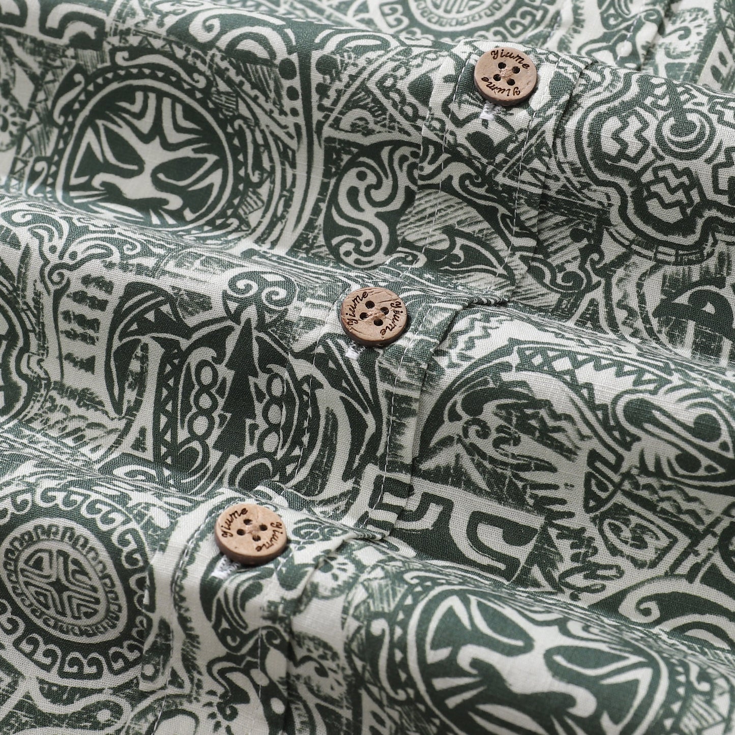 Tiki Shirt Men's Vintage Hawaiian Shirt Cotton Button-down Short Sleeve Aloha Shirt Guardian Totem