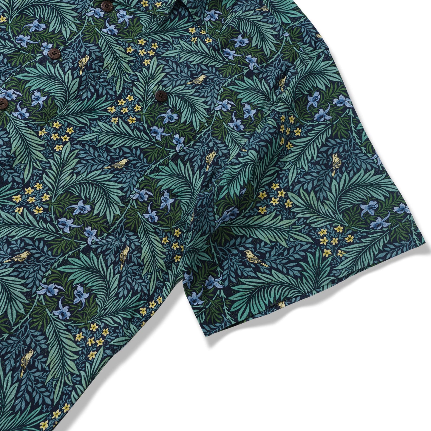 100% Silk Hawaiian Shirt For Men Foreat Mist Shirt Camp Collar - Silk Forest Mist (silk)