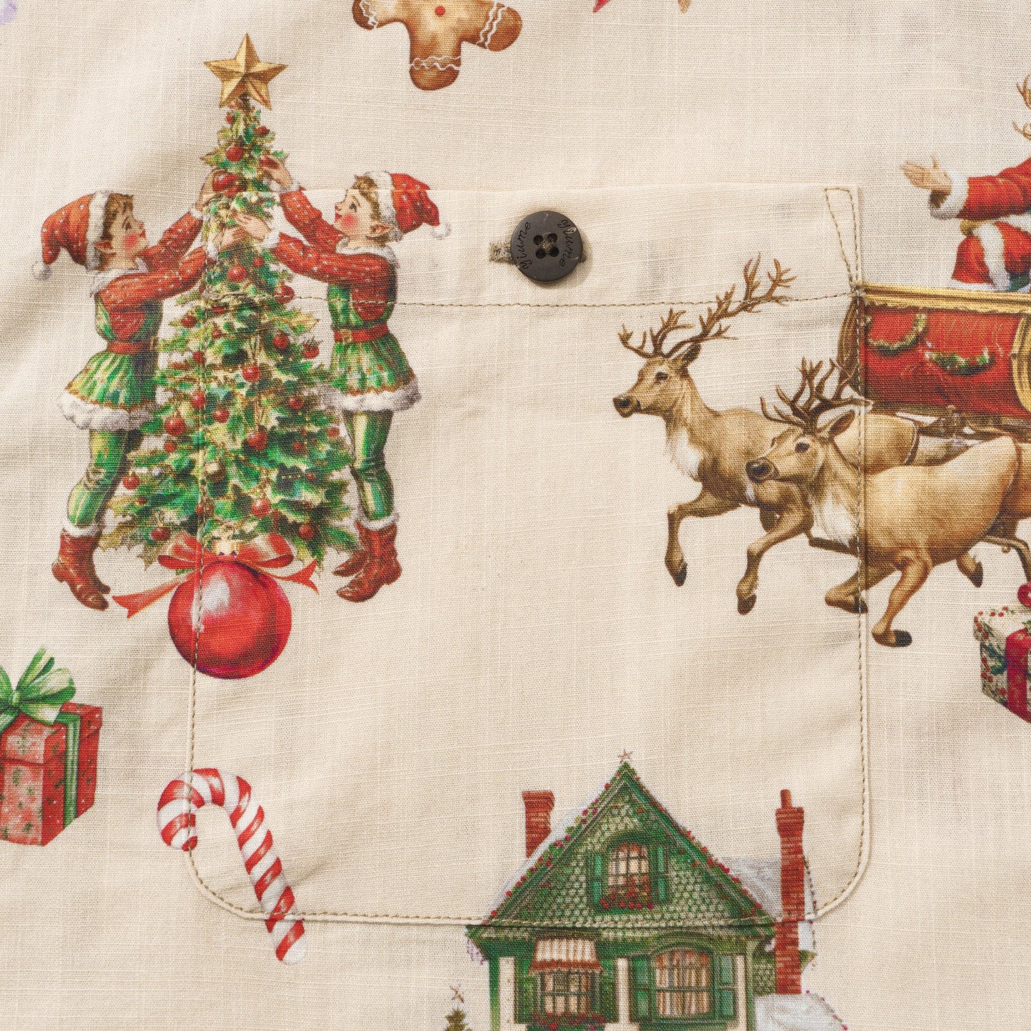 Vintage Christmas 100% Cotton Men's Aloha Hawaiian Short Sleeve Camp Collar Shirt