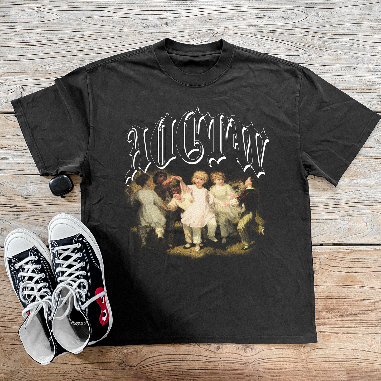 'DANCE CIRCLE' HEAVYWEIGHT BLACK T-SHIRT