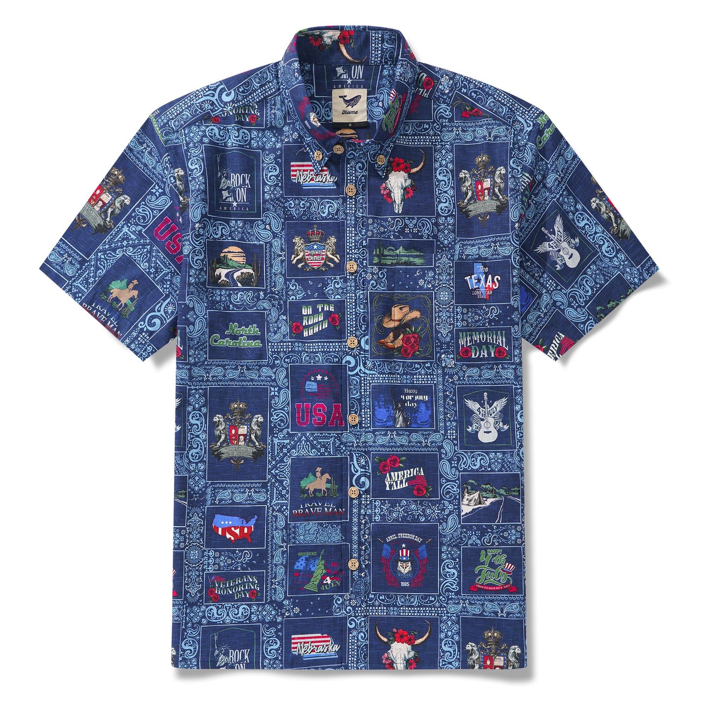 Men's Hawaiian Shirt Short Sleeve Button-down 100% Cotton White Aloha American Style