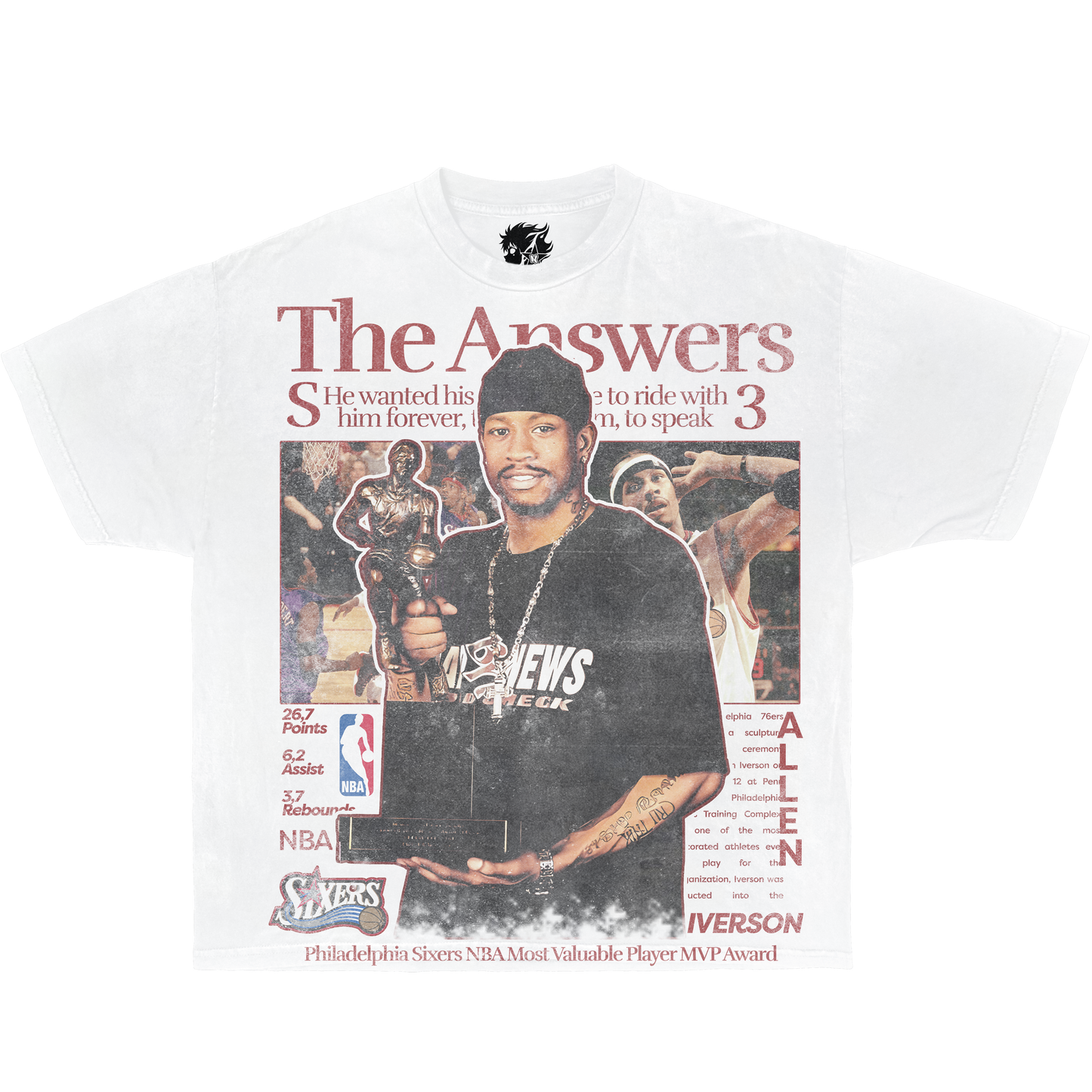Allen Iverson Newspaper Flyer Boxy Vintage Shirt