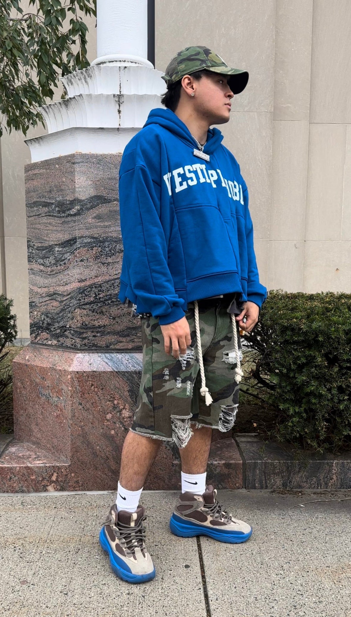 ★ LIMITED ★ Vestiphobia Uneven Cut Boxy Hoodie Streetwear Vintage Y2K Fashion