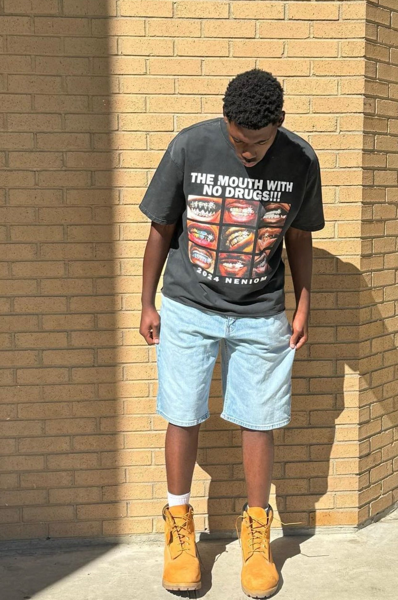 No Drugs Mouth Vintage Boxy Shirt Streetwear Y2K
