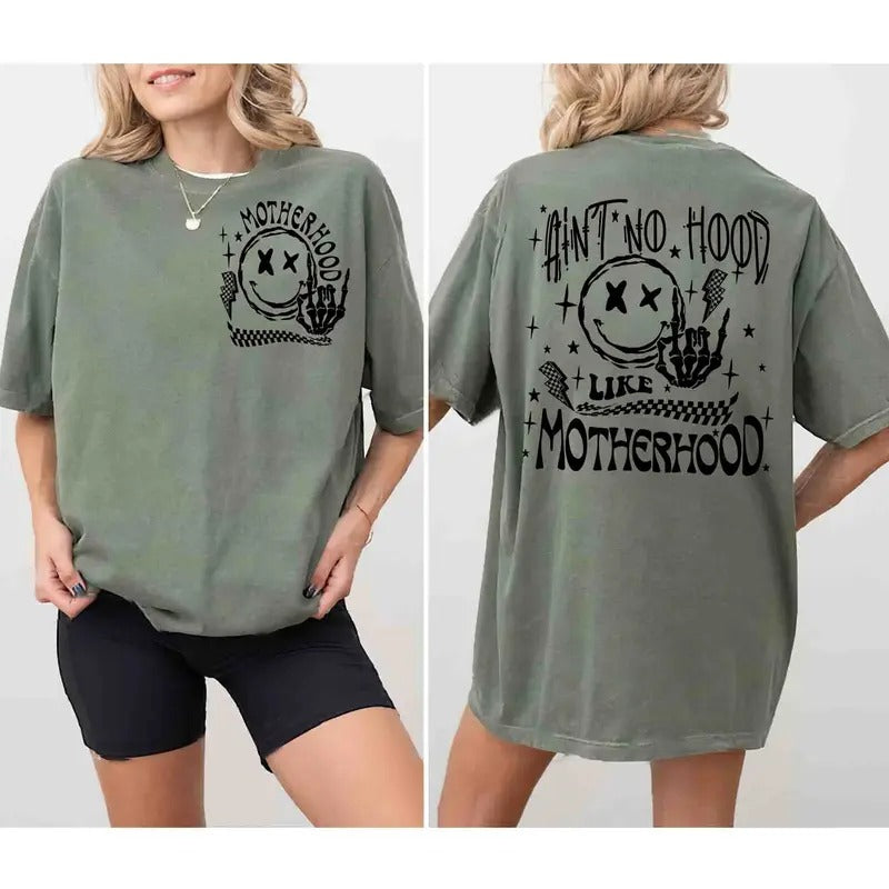 Ain't No Hood Like Motherhood Tshirt Motherhood Rock Skeleton Tshirt Motherhood Gift Mama Skeleton Funny Mothers Day unisex sweatshirt