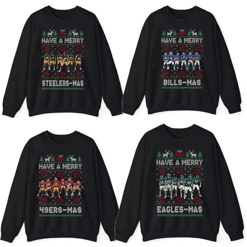 All Team Football Ugly Christmas Sweatshirt, Football Christmas Sweater, Funny Football Shirt, Sport Shirt for Women and Men