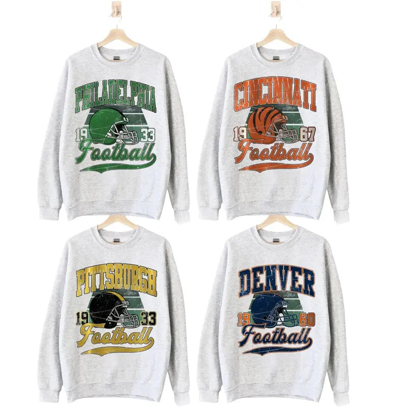 All TeamS Football Sweatshirt, Retro Sweatshirt, Vintage Team Ash Grey Sweater, Unisex Gifts For Men Women Sweater