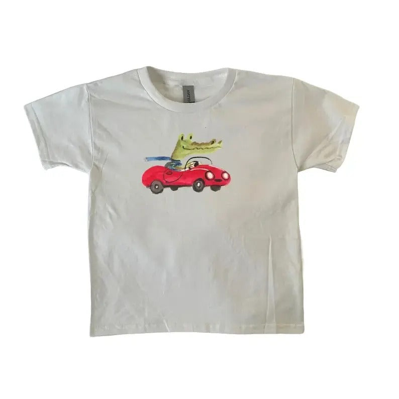 Alligator in Car Baby Tee, vintage, Pinterest, Y2k fashion, ahs style, 90s style baby tee, retro , trendy pintereststyle{n002}2
