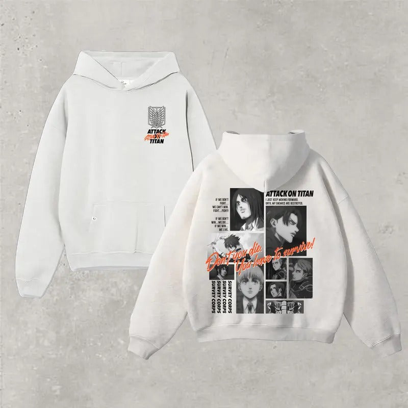 Attack On Titan Anime - Don't You Die. You Have To Survive Unisex Streetwear | AOT Final Season Tee – Suitable for All Genders