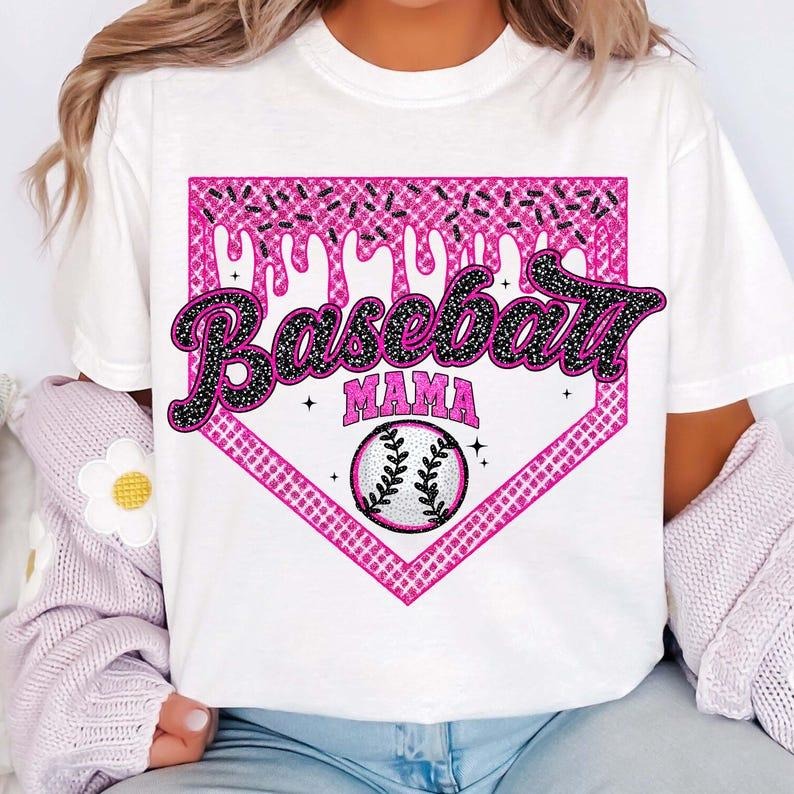 Baseball Coquette Mama Shirt, Stylish Ice Cream Print, Retro Sporty Look