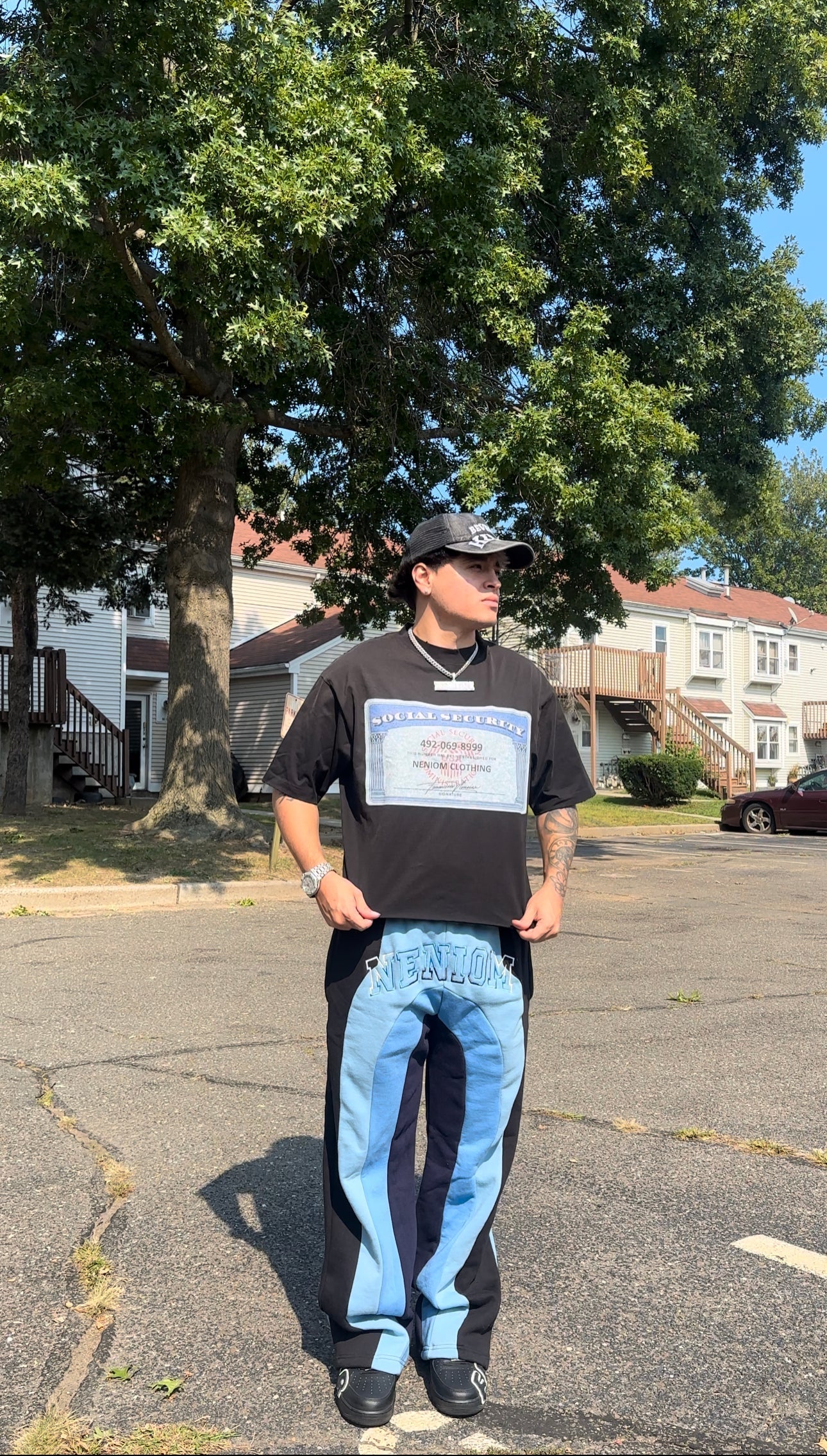 Neniom Social Security Card Boxy Shirt Streetwear Y2K Vintage Fashion