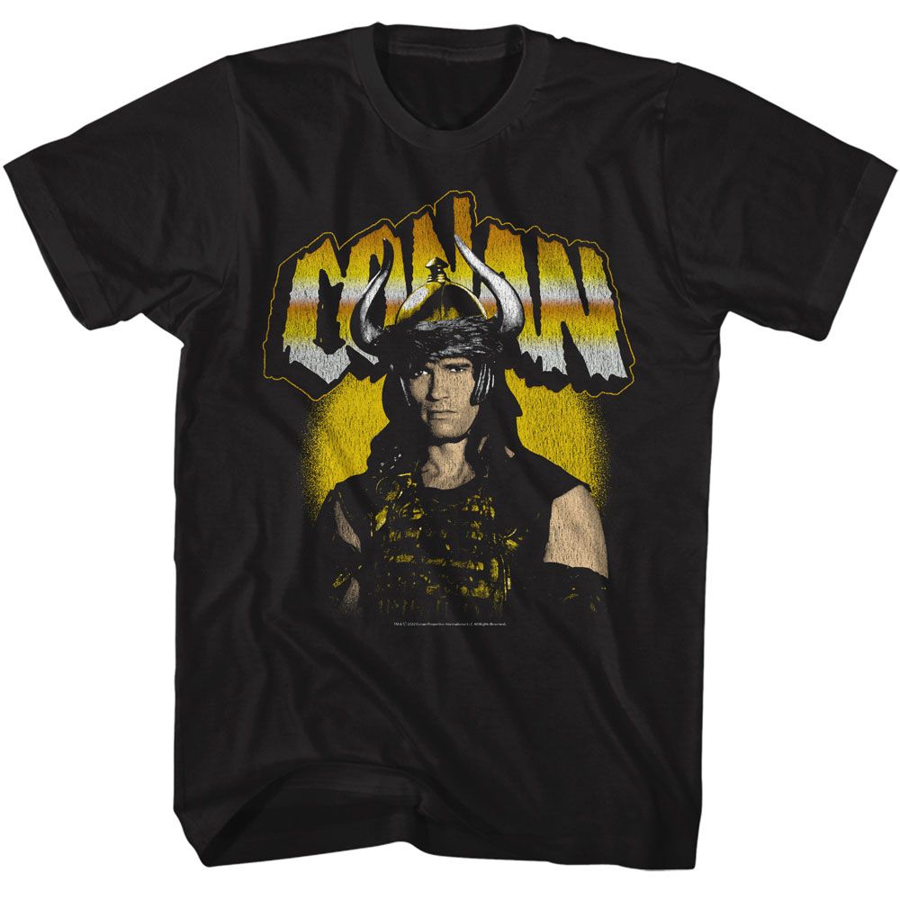 Conan - Gradient Logo - American Classics - Solid Black Adult Short Sleeve T-Shirt