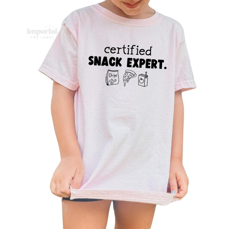 Certified Snack Expert Youth Sweatshirt and Kids Comfort Colors T-Shirt, Funny Food Lover Crewneck, Cozy Kid's Pullover, Cute Snack Apparel, Relatable Youth Sweatshirt