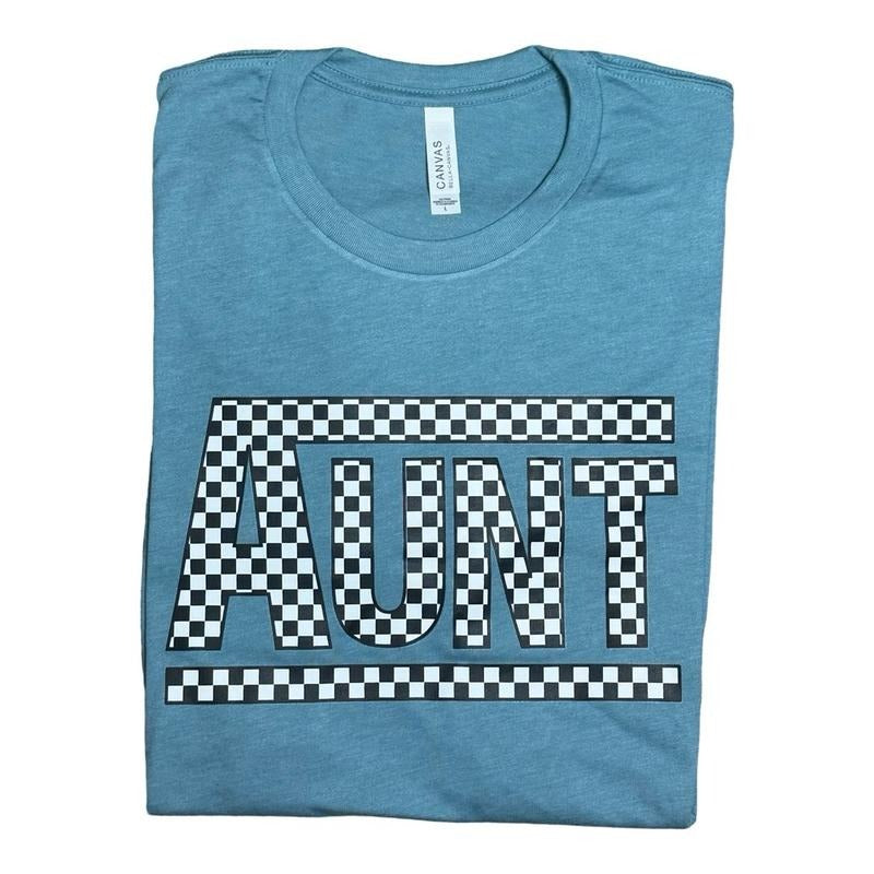 Checkered Aunt Graphic T-shirt Womenswear