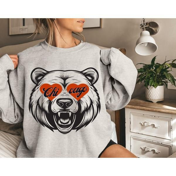 Chicago Football Vintage Crewneck Sweatshirt, Retro Style Bears Shirt, Soldier Field, Gift for Bears Football Fan Chicag Cotton Womenswear