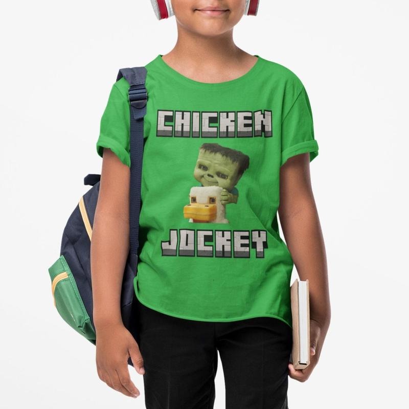 Chicken Jockey Minecraft Shirt, Chicken Jockey, Minecraft T-shirt Cotton Graphic Teestyle{n002}2