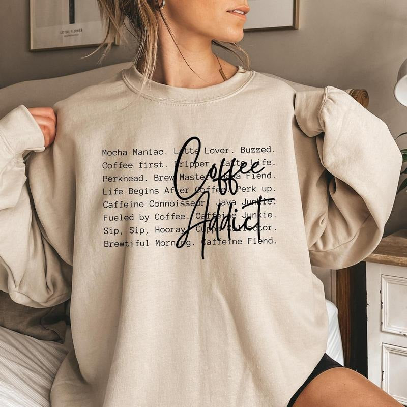 Coffee Addict words Shirt, Coffee Shirt, Coffee Lover Shirt, Coffee Helps Shirt, Trendy, Funny Coffee Shirt, Mom Life, Coffee Mode