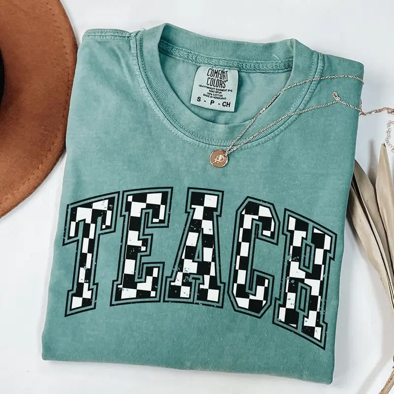 Comfort Colors Checkered Teacher Shirt Gift for Teacher, Teacher Appreciation Shirt, Graduation