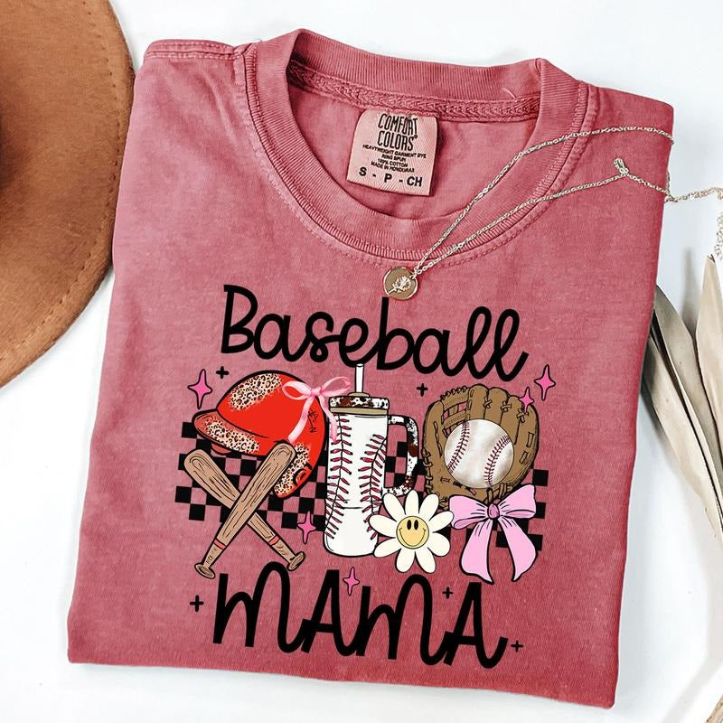 Comfort Colors Coquette Baseball Mama Shirt, Checkered Baseball Game Day Shirt, Baseball Daisy T-Shirt, Mothers Day Gift, New Mom Gift