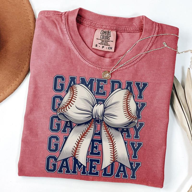 Comfort Colors Coquette Baseball Shirt, Baseball Bow Shirt, Game Day T-Shirt, Retro Baseball Tee