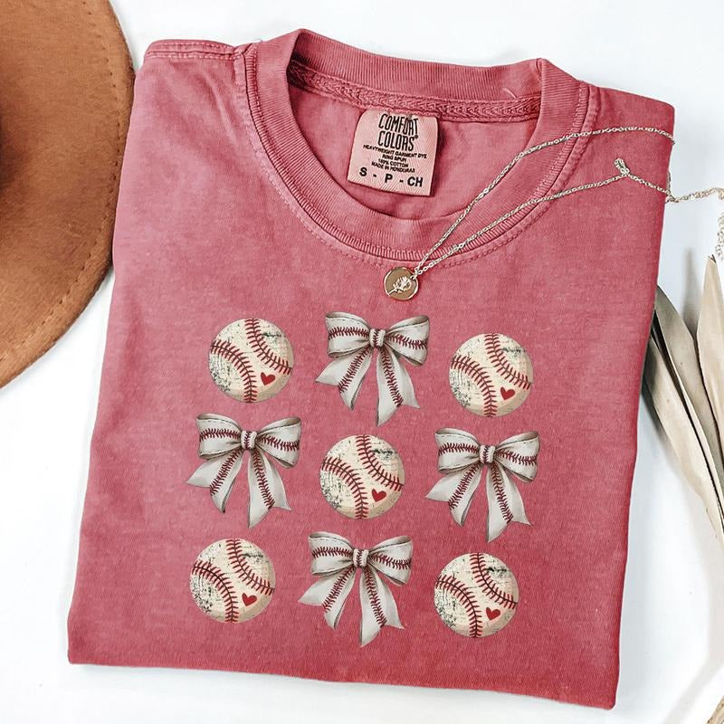 Comfort Colors Coquette Baseball Shirt, Baseball Mom Shirt, Baseball Bow Shirt, Game Day T-Shirt, Unisex T-Shirt