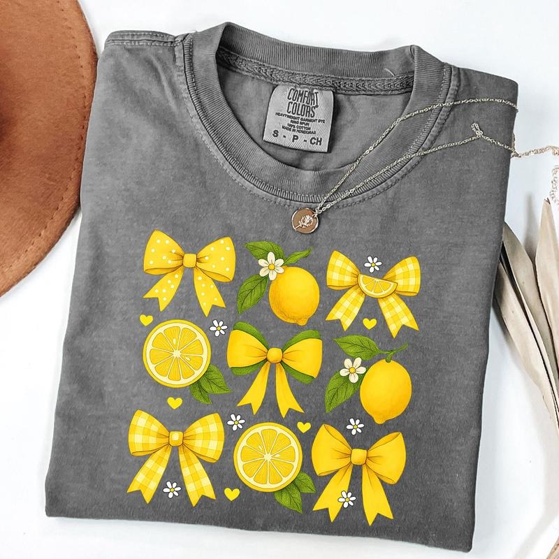 Comfort Colors Coquette Lemon Shirt, Preppy Summer Tee, Lemonade T-Shirt, Cute Floral Shirt, Girly Summer Tee, Everyday Graphic Tee