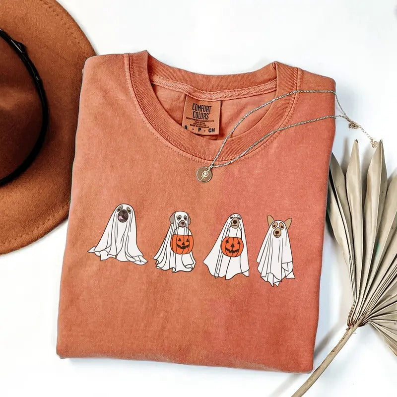 Comfort Colors Ghost Dog Shirt, Halloween Sshirt, Ghost T-shirt, Dog Lovers T-Shirt, Iprintasty Halloween, Halloween Dog T-shirt, Spooky Season