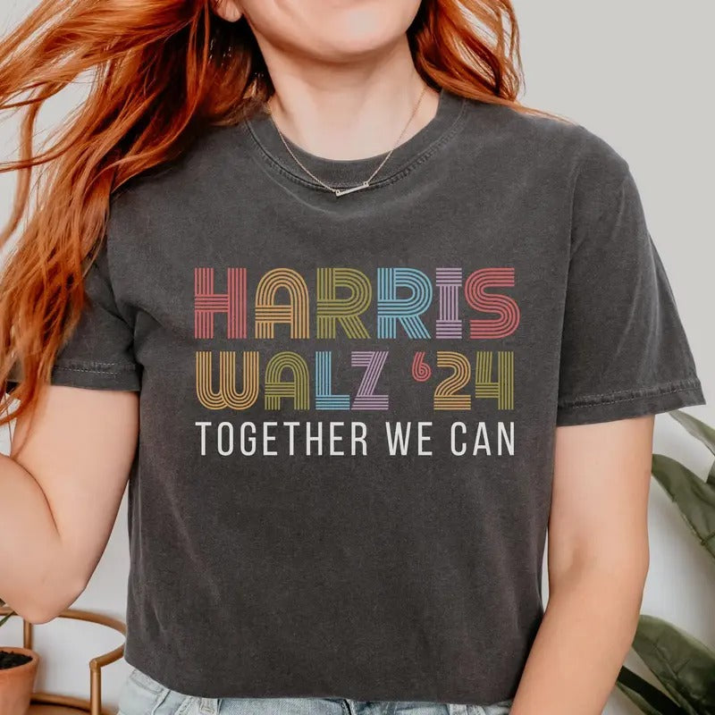Comfort Colors Harris Walz Retro Shirt, Kamala Harris Pride, Madam President Election Shirt, Voting T-shirt, Liberal Shirt