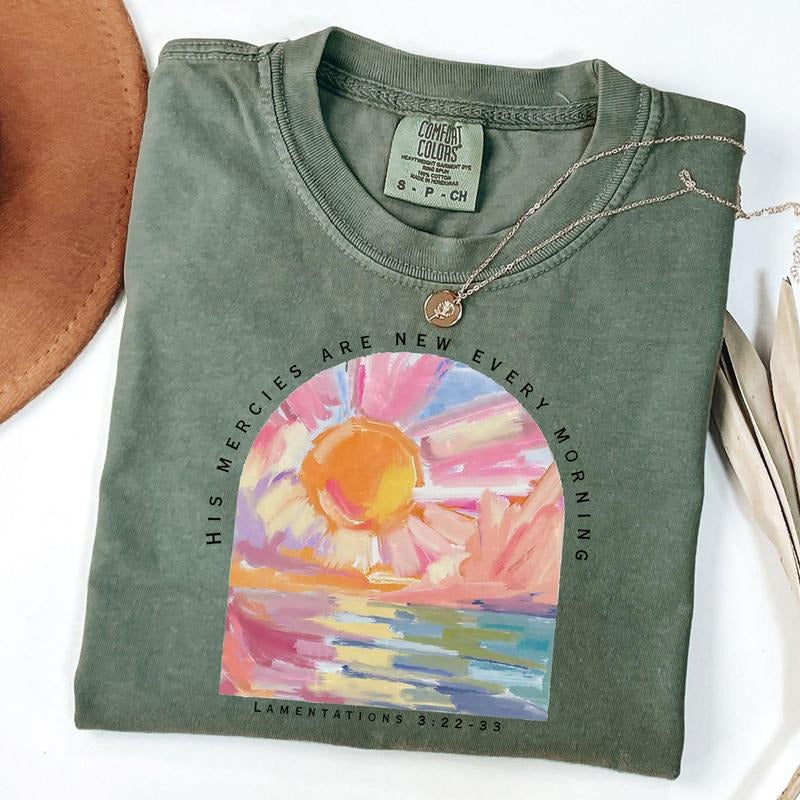 Comfort Colors His Mercies Are New Every Morning Shirt, Religious Shirt, Christian Shirt, Faithful Tee, Bible Verse Tee, Inspirational T-Shirt